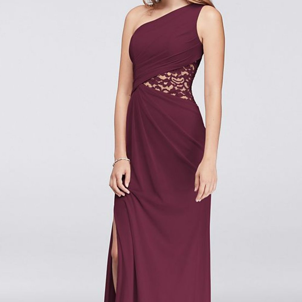 David's Bridal One-Shoulder Bridesmaids Dress Lace